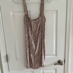 Brown Leopard Print Mini Dress with button details - Size L
